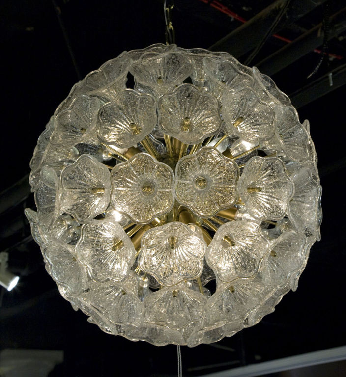 Marvelous Glass Flower Ball Chandelier From Italy